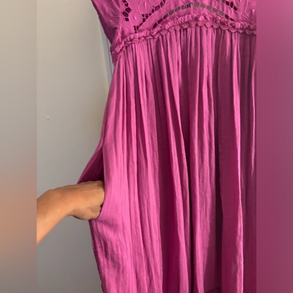 (NWOT) Free People Cutwork Tee Maxi Dress In Summer Bloom Orchid Size Small - Picture 6 of 11